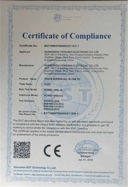 China Guangzhou Yichuang Electronic Co., Ltd. Certificações